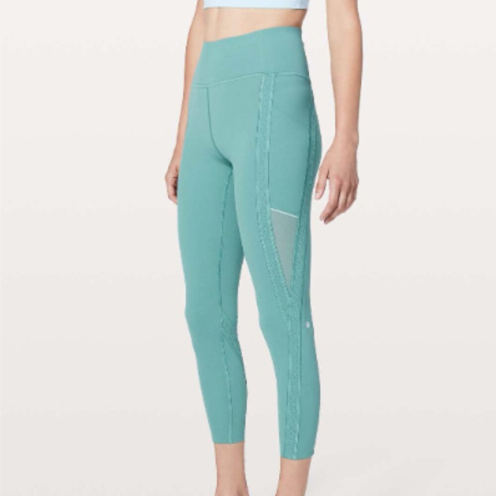 NWT lululemon athletica Teal High-Rise Mesh-Panel Leggings